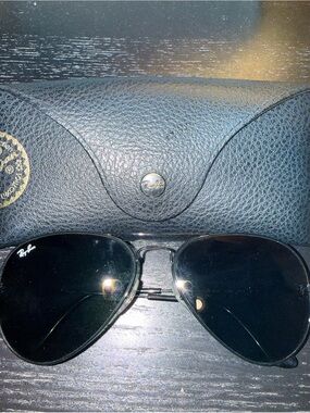 Ray-Ban Black Aviator Sunglasses with Black Lenses